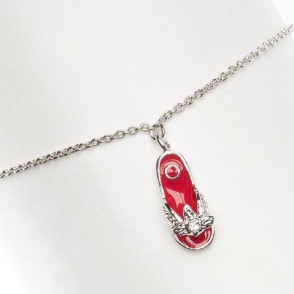 Super Cute Cubic Zirconia & Magenta Charm Anklet! - Picture 2 of 5